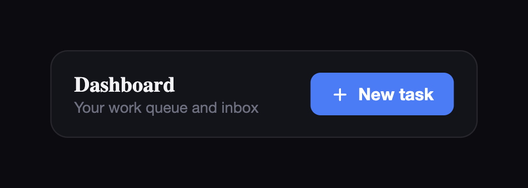 The New Task button in the portal header